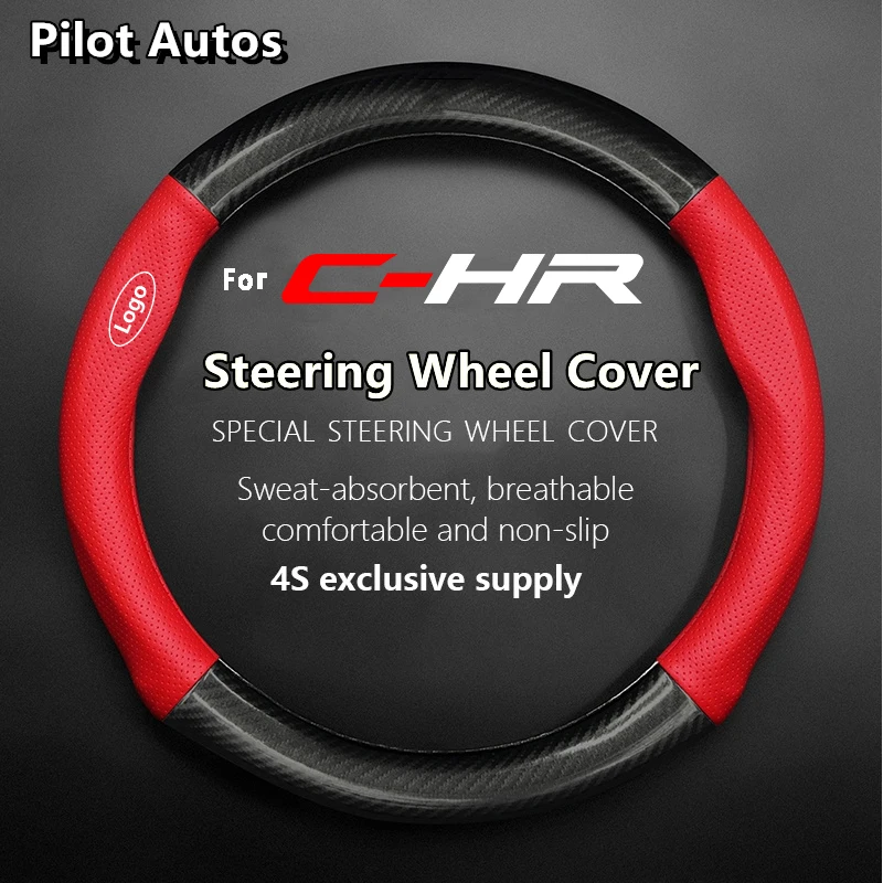 For Toyota For C-HR CHR C HR Steering Wheel Cover Genuine Leather Carbon Fiber Summer Winter Women Man