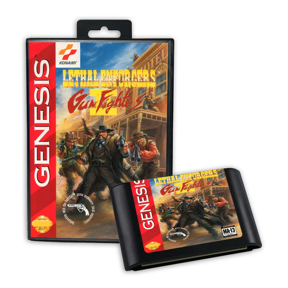 Lethal Enforcers II - Gun Fighters USA Cover Game for SEGA MD Mega Drive Genesis Consoles Game Cartridge Box