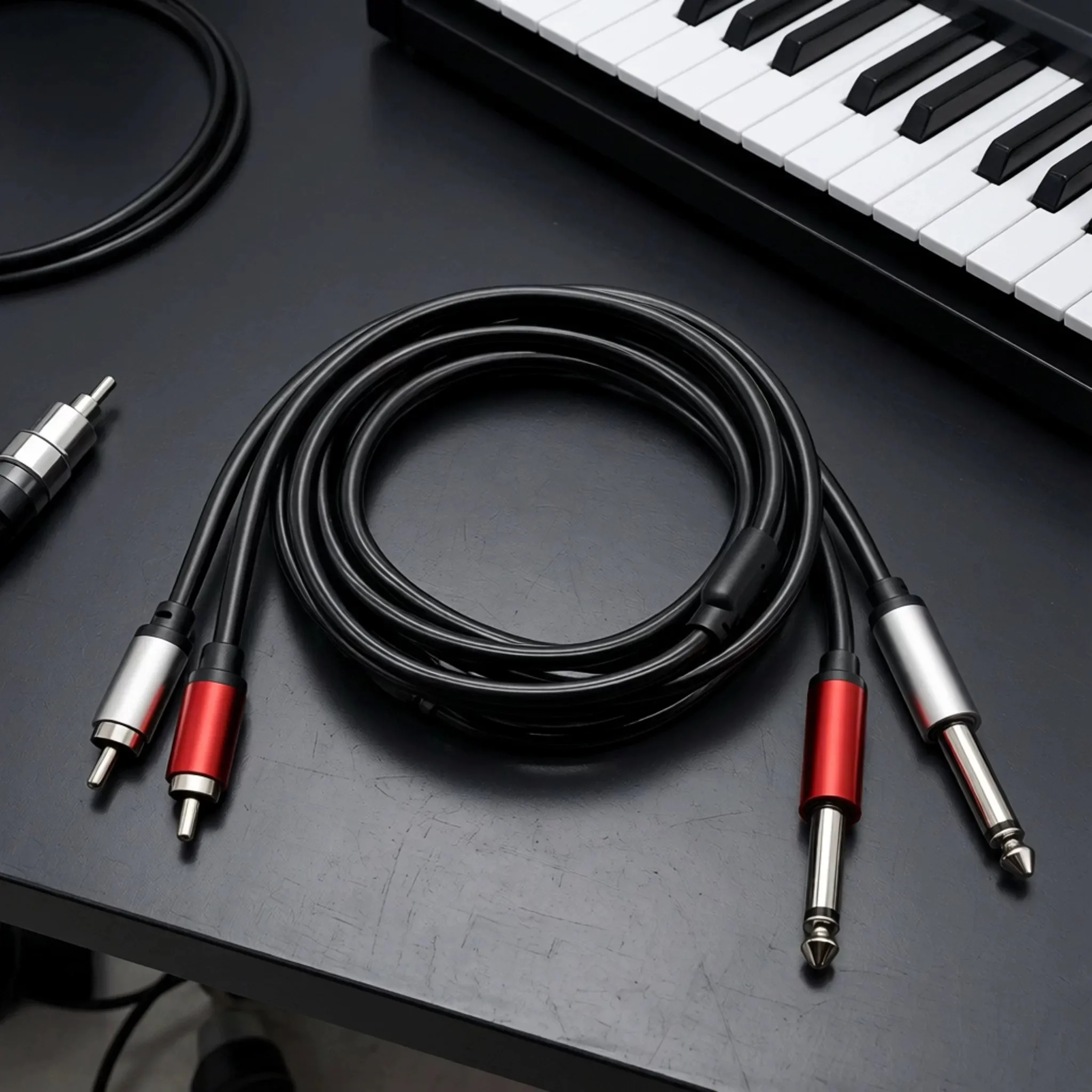 6.35 mm To RCA Cable 2RCA Dual 6.35mm 1/4 inch TS Mono Jack Adapter For Speaker Guitar Mixers Audio 4N OFC 2 Plug Connector Lead