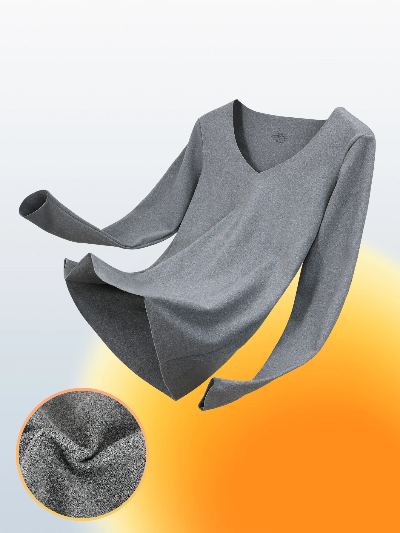 Heren herfst- en winter enkele warme top, slank basisondergoed met lange mouwen en ronde hals