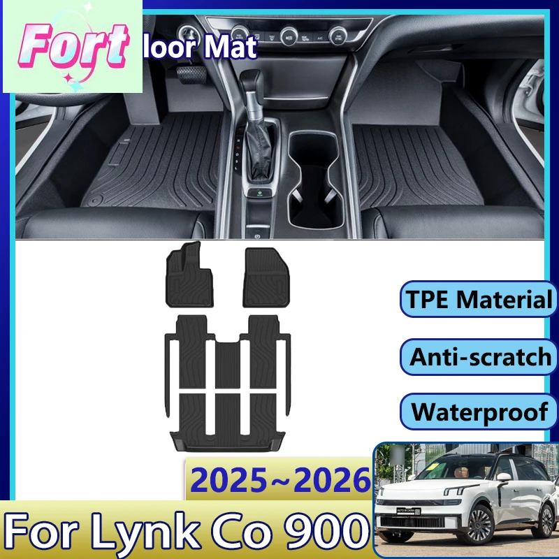 New LHD Car Floor Mats For Lynk Co 900 Accessories 2025 2026 6 Seats Dirt-resistant Waterproof Mud Carpet Foot Pad Full Set Tapp