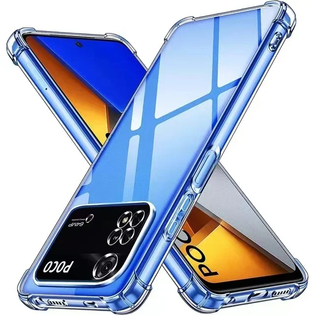 Shockproof Silicone Soft Clear Case For Xiaomi POCO X6 X5 X4 X3 F5 F4 Pro 4G 5G GT Transparent Back Cover Bumper Phone Shell