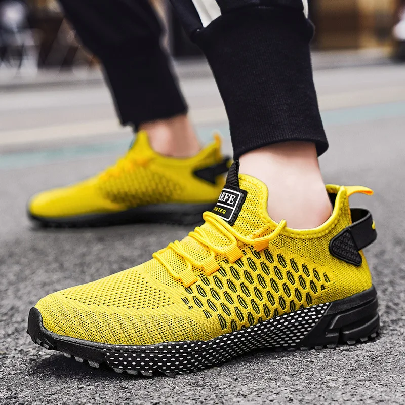 Men's Mesh Shoes Unique Grid Trend Design Breathable Comfortable Running Shoes Summer New Track Field Basketball Sports Shoes
