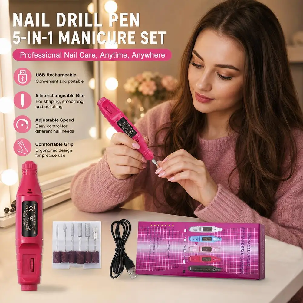 Portable Mini Electric Drill Power Tools Multifunctional Grinder 3-Speed Engraving Pen with Grinding Accessories Set for Dremel
