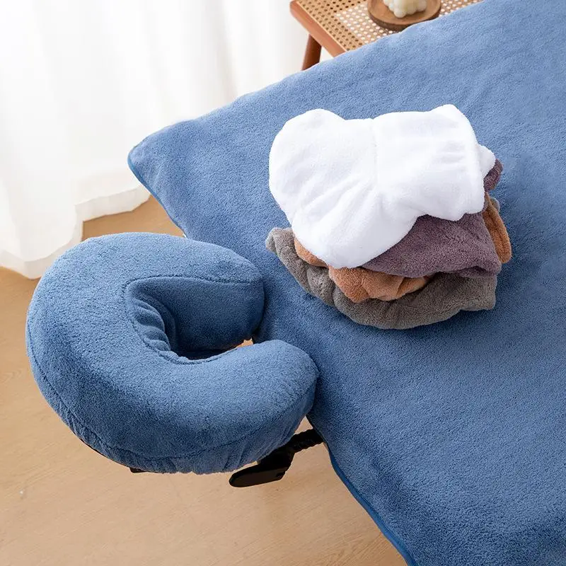 Reusable U Shaped Headrest Pillow Cover Microfiber Soft Protector 50PCS for Spa Salon Massage Bed Face Cradle