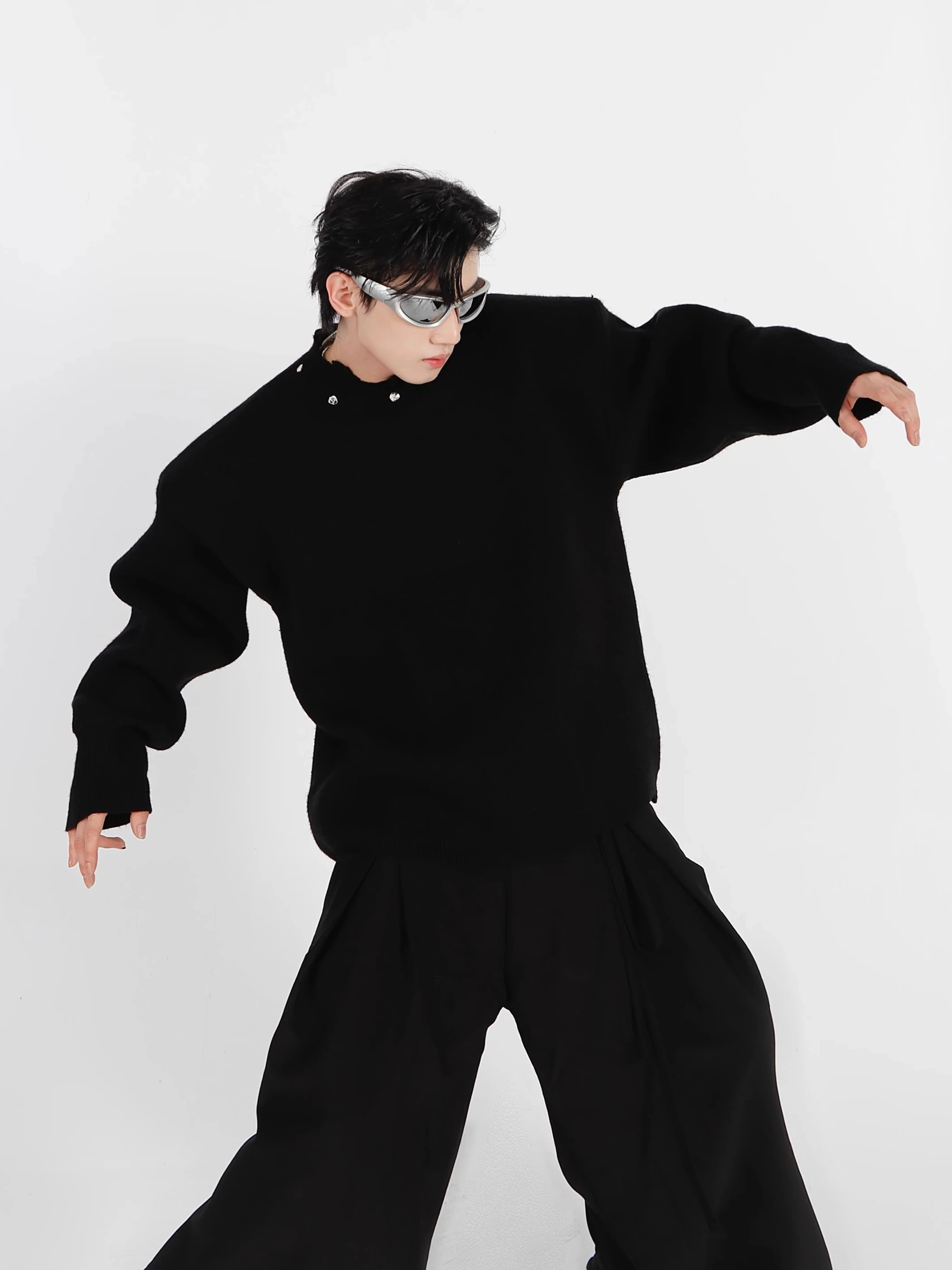 

Свитер с дизайном металлик Destruction Long Sve ex, зимний топ, простой высококачественный трикотаж с подплечниками, молодежная мода