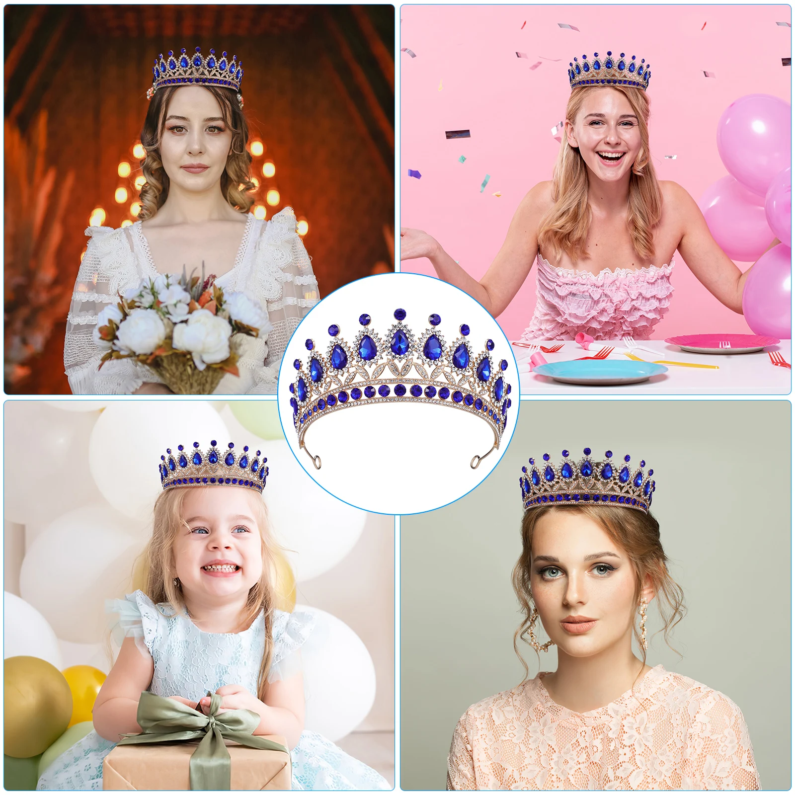 

Bridal Crown Rhinestone Headband Wedding Birthday Adult Tiara Decorations Zinc Alloy Prom Accessories Hair Styling