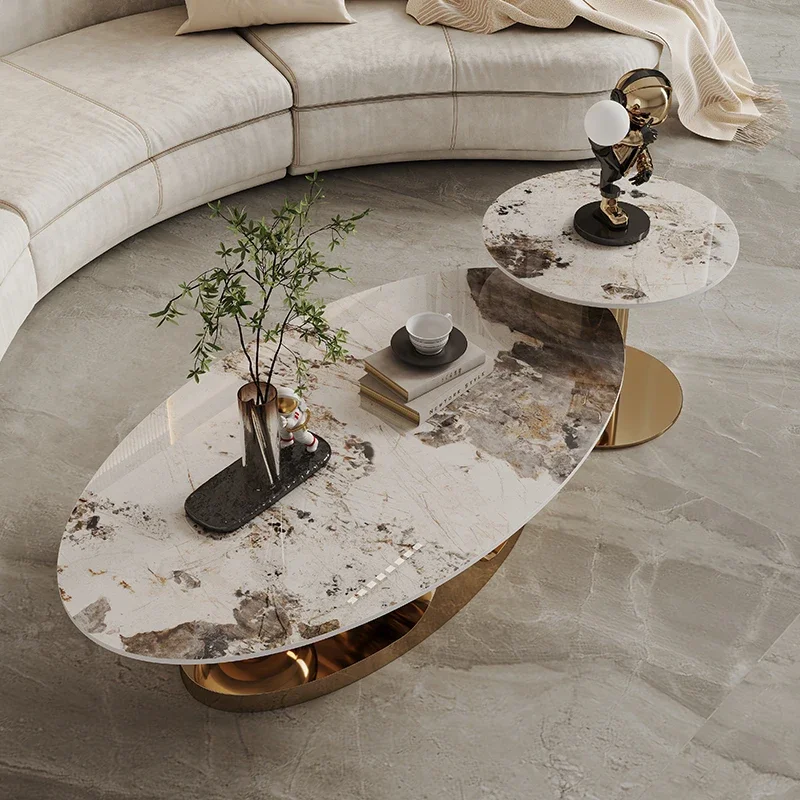 

Center Dining Tables Marble Design Entryway Round Stone Coffee Table Balcony Metal Mesas De Centro Para Sala Home Furniture