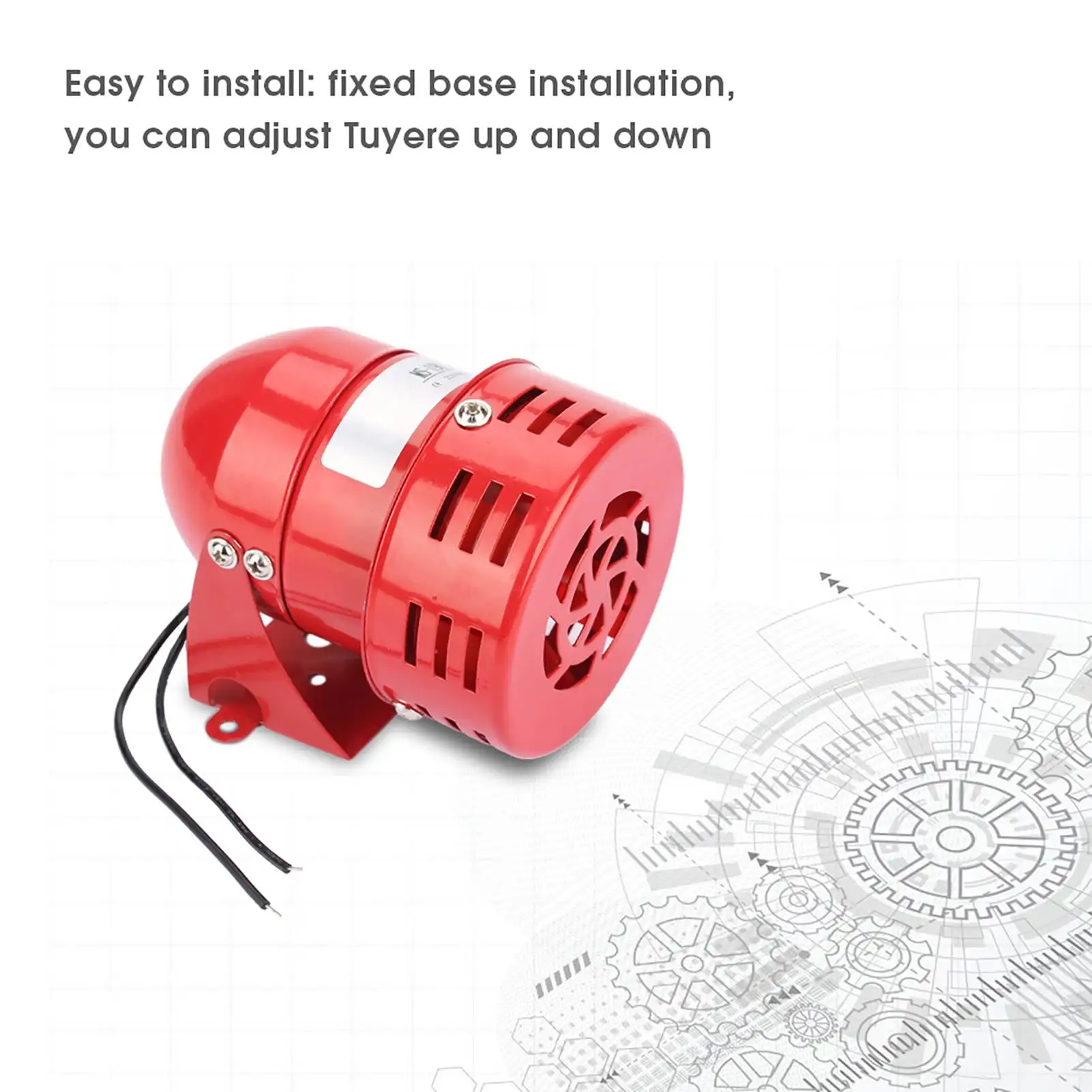 MS-190 Motor Alarm 120DB Red Mini Metal Motor Alarm Industrial Sound Electrical Guard Against Theft Motor Alarm