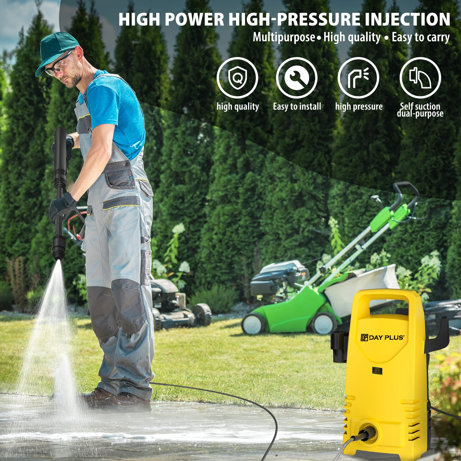 Nettoyeur haute pression électrique, 5000W, 350Bar, 5000PSI, Power Jet Wash. cCar avec un débit de 5L/min, Nettoyeur haute pression électrique