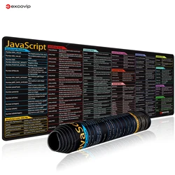 EXCO JavaScript Programing Mouse Pad Large Shortcuts Keyboard Mousepad Cheat Sheet Web Engineer Desk Mat Stitched Edge Non-Slip