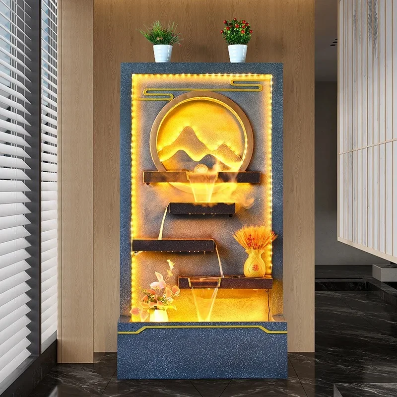 Huangli Water Curtain Wall Flowing Water Ornament Outdoor Courtyard Rockery Fountain Landscape Company Hotel Tea Room Entrance L