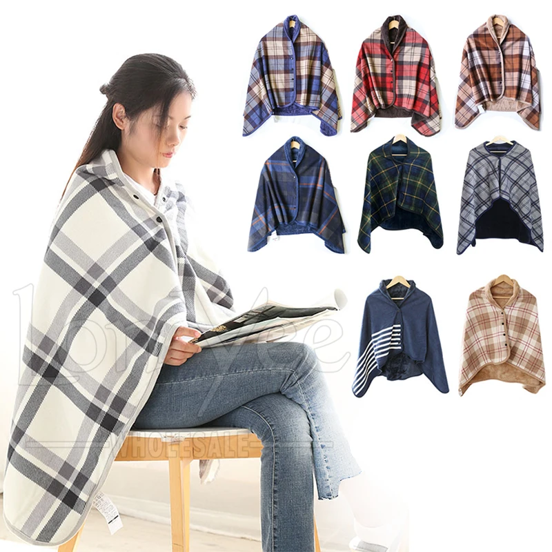1pc Women Wearable Blanket Shawl Flannel Lazy Casual Office Home Winter Warm Soft Cozy Comfortable Blanket Cloak For Gift