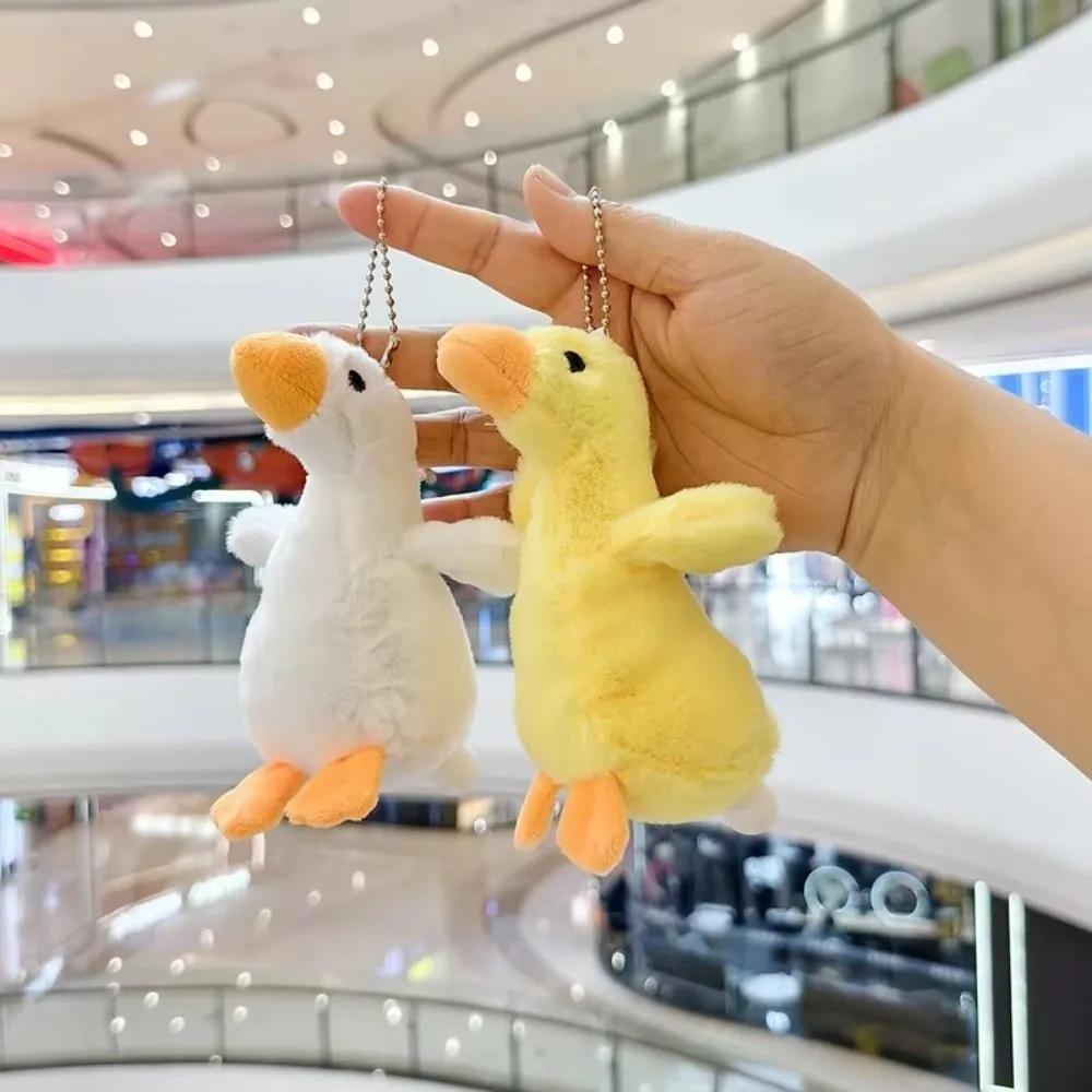 Bag Blowing Duck Yellow And White Colored Mini Size Goose Keychain Pendant Exaggerated Design Keychain Clip Grab Machine