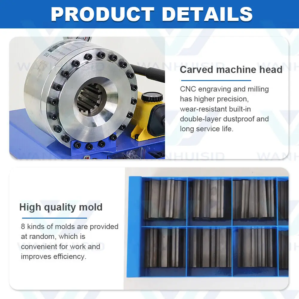 High Pressure Manual Hydraulic Hose Crimper Hose Pipe Crimping Shrinking Machine with 8 sets of molds