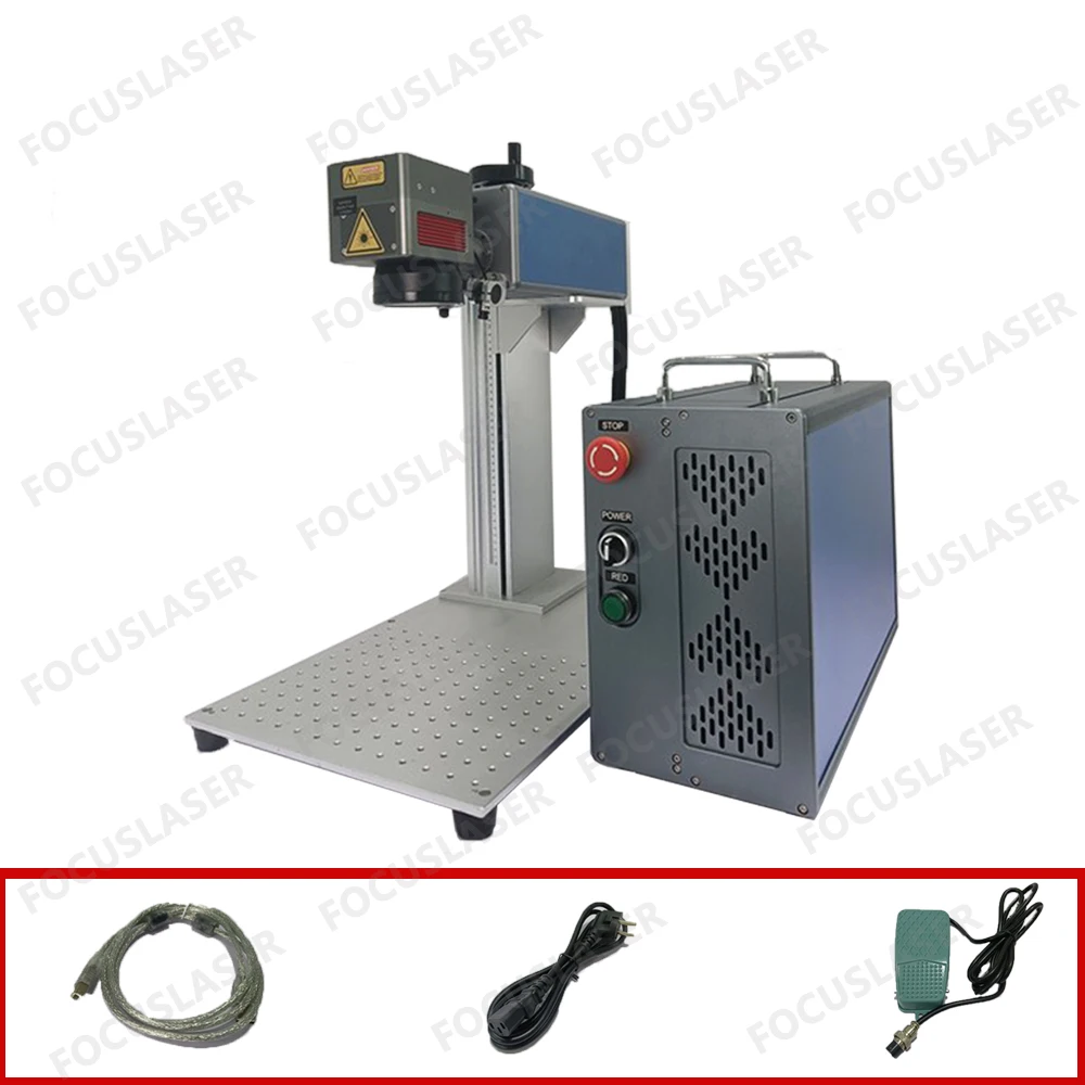 Focus Hot Sale Raycus Fiber 60W 100W Split Metal Jewelry Plastic Leather  Marking Machine