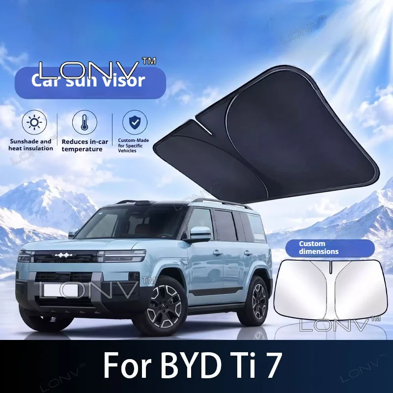 Car Sunshade For BYD Ti 7 2026 2027 Front Windshield Shade Cover Foldable Anti-UV Heat Insulation Auto Privacy Cover Accessories