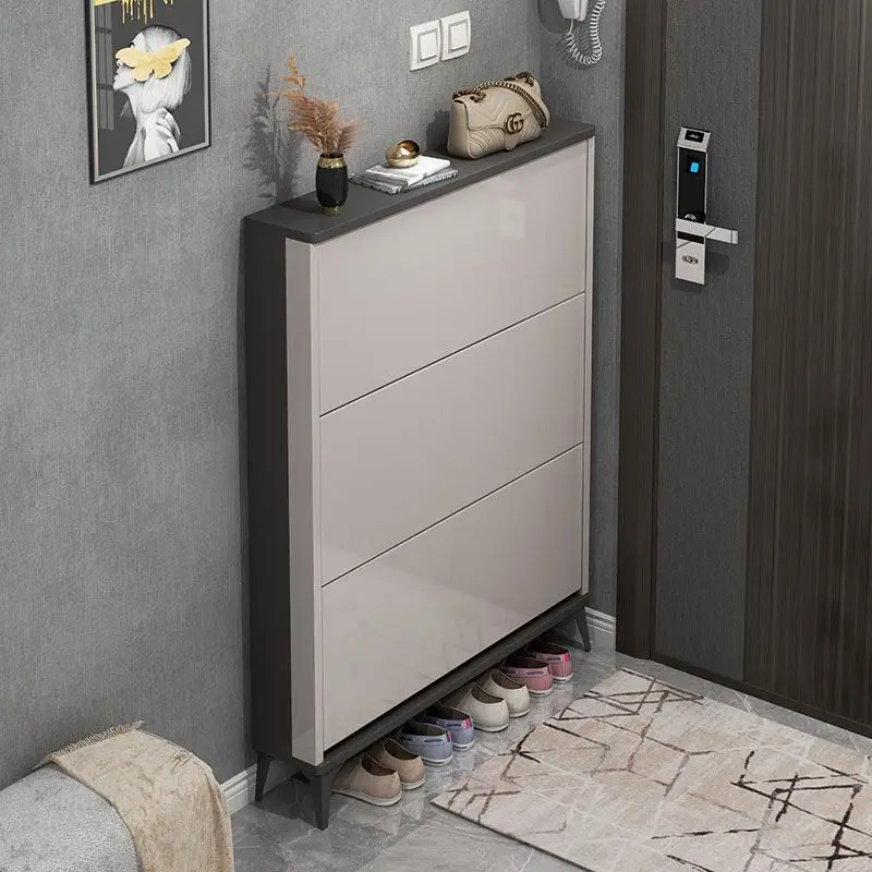 Hot Sales Italian-style ultra-thin wardrobe shoe cabinet with large capacity, flip-top entryway cabinet for indoor and outdoor u