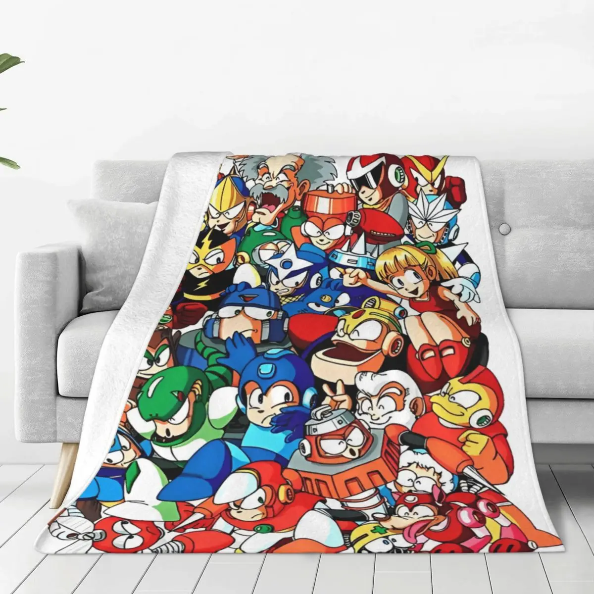 Mega Man Robot Masters Blanket Cover Cartoon Rockman Game Flannel Throw Blankets Sofa Lightweight Breathable Plush Thin Quilt