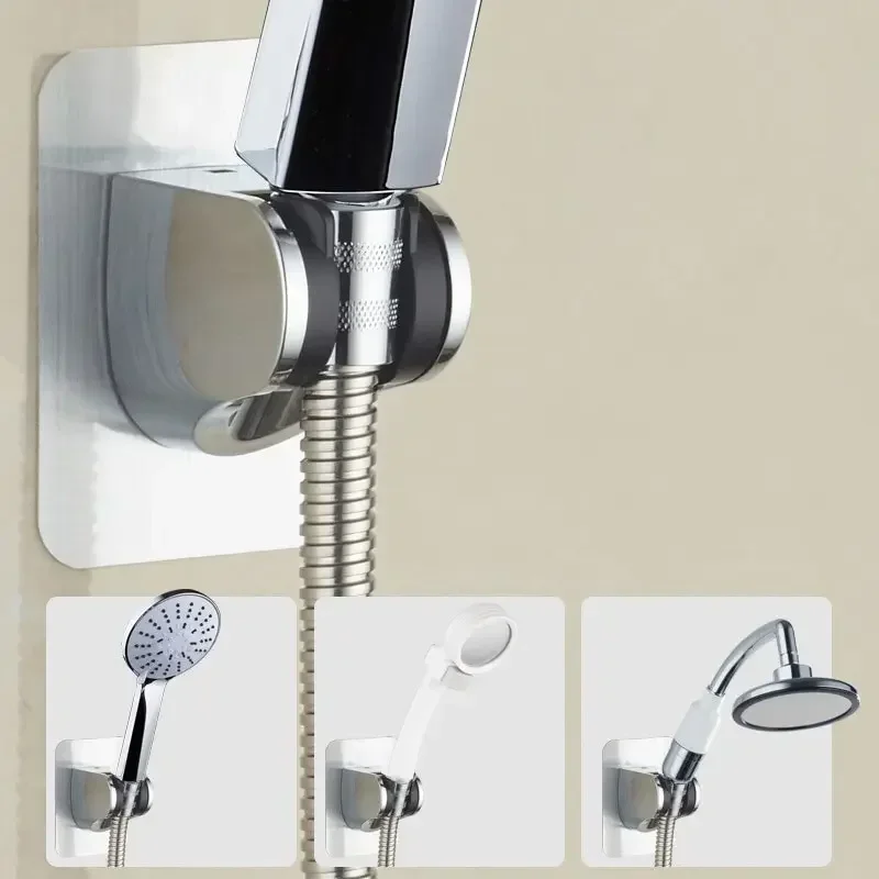 Adjustable Wall-Mounted Shower Head Holder Self-Adhesive No-Punching Universal Bathroom Accessory for Household Use