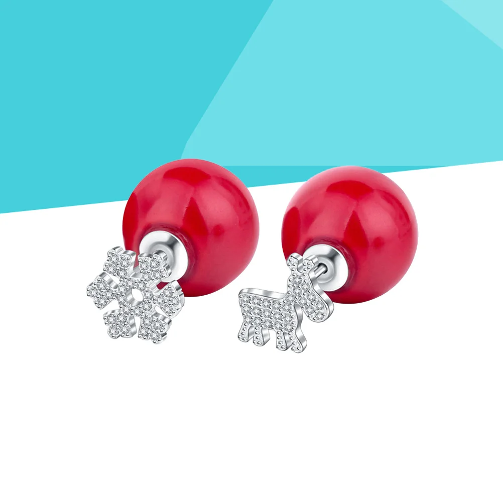 ABOOFAN 1 пара стерлингового серебра 925 пробы, снежинки, рождественские рога, ювелирные изделия, подарок, белые циркониевые серьги с животными для женщин