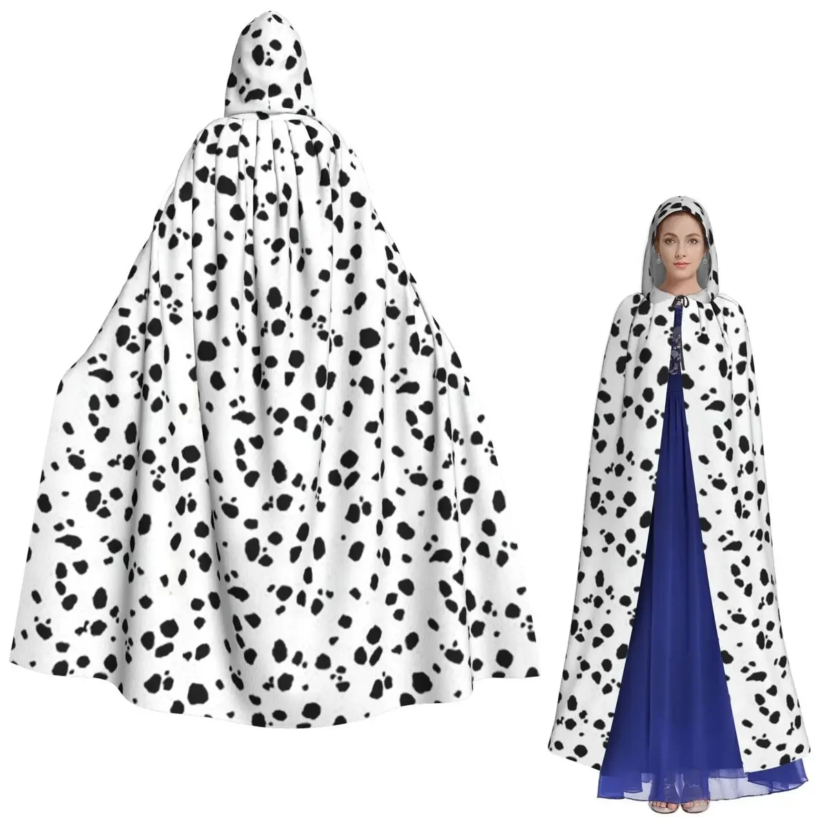 

Милый длинный плащ с капюшоном в горошек и далматинской собаки, средневековый костюм ведьмы, накидка для косплея, пальто на Хэллоуин для взрослых, унисекс