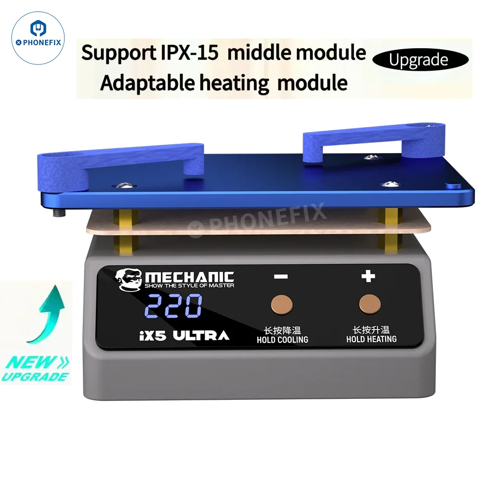 Plataforma precalentamiento termostático Mechanic IX5 mejorada para iPhone X-15 Plataforma soldadura PCB placa base calefacción en capas Estación