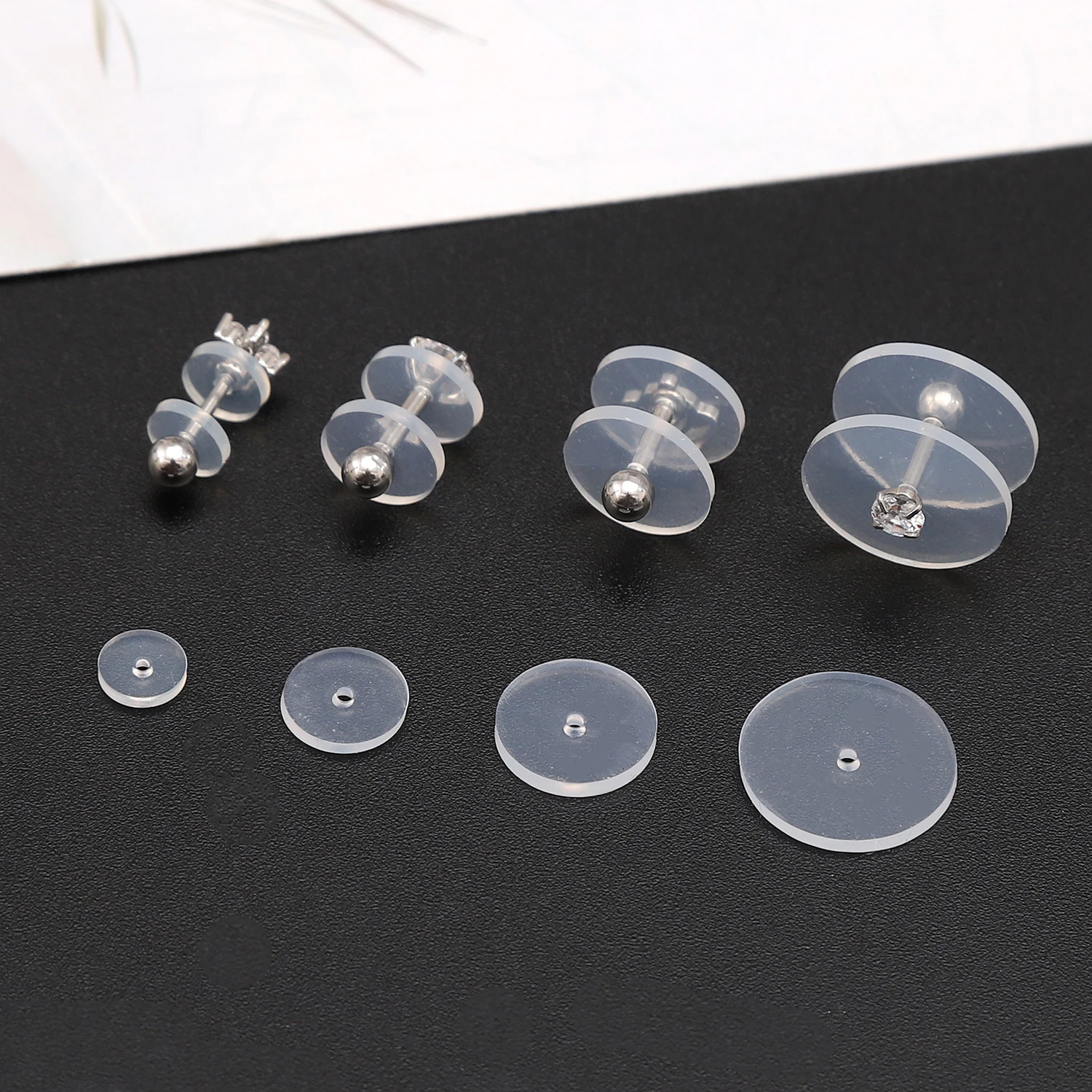 6-50Pcs 3/5/7/9/12/14mm Transparent Earring Back Pads Clear Silicone Comfort Earring Cushions Body Piercing Bar Accessories