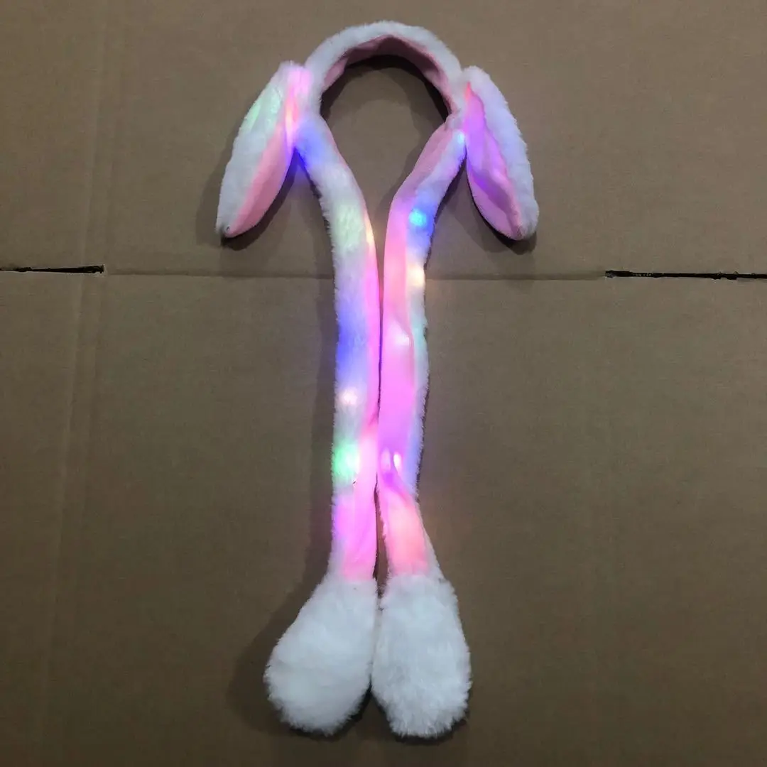 1pc LED Light Up Rabbit Headband with Moving Ears Luminous Kids Adult Christmas Gifts Bunny Long Plush Toy HairHoop Party Props