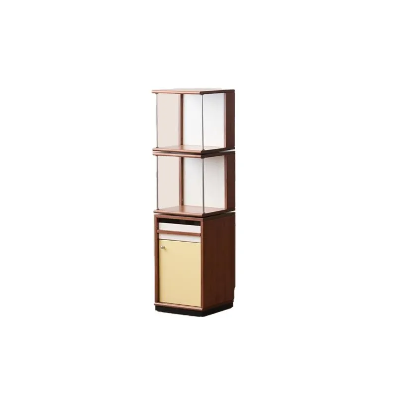 360-degree rotating solid wood bookshelf, floor-standing bookshelf, living room corner cabinet, TV sideboard, used storage displ