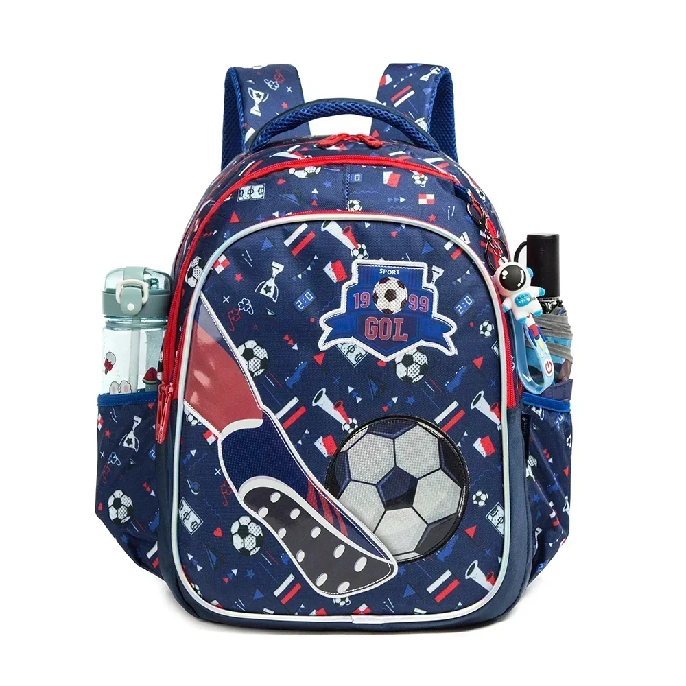 Bookbag escolar padrão de futebol para menino, mochila infantil, saco impermeável, lancheira, caixa de lápis infantil