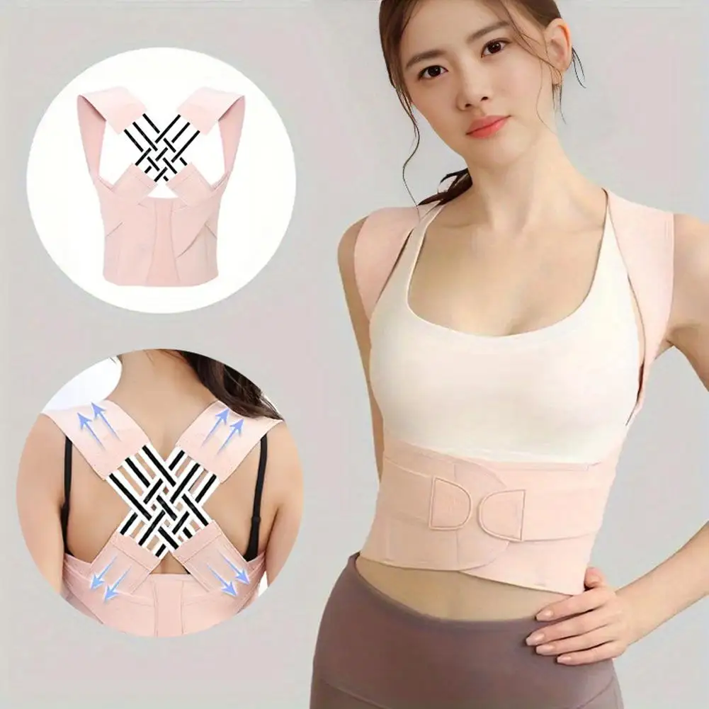 Pink Adult Posture Corrector Belt Breathable Back Correction Strap Women Men Back Support Sitting Position Correction Tool