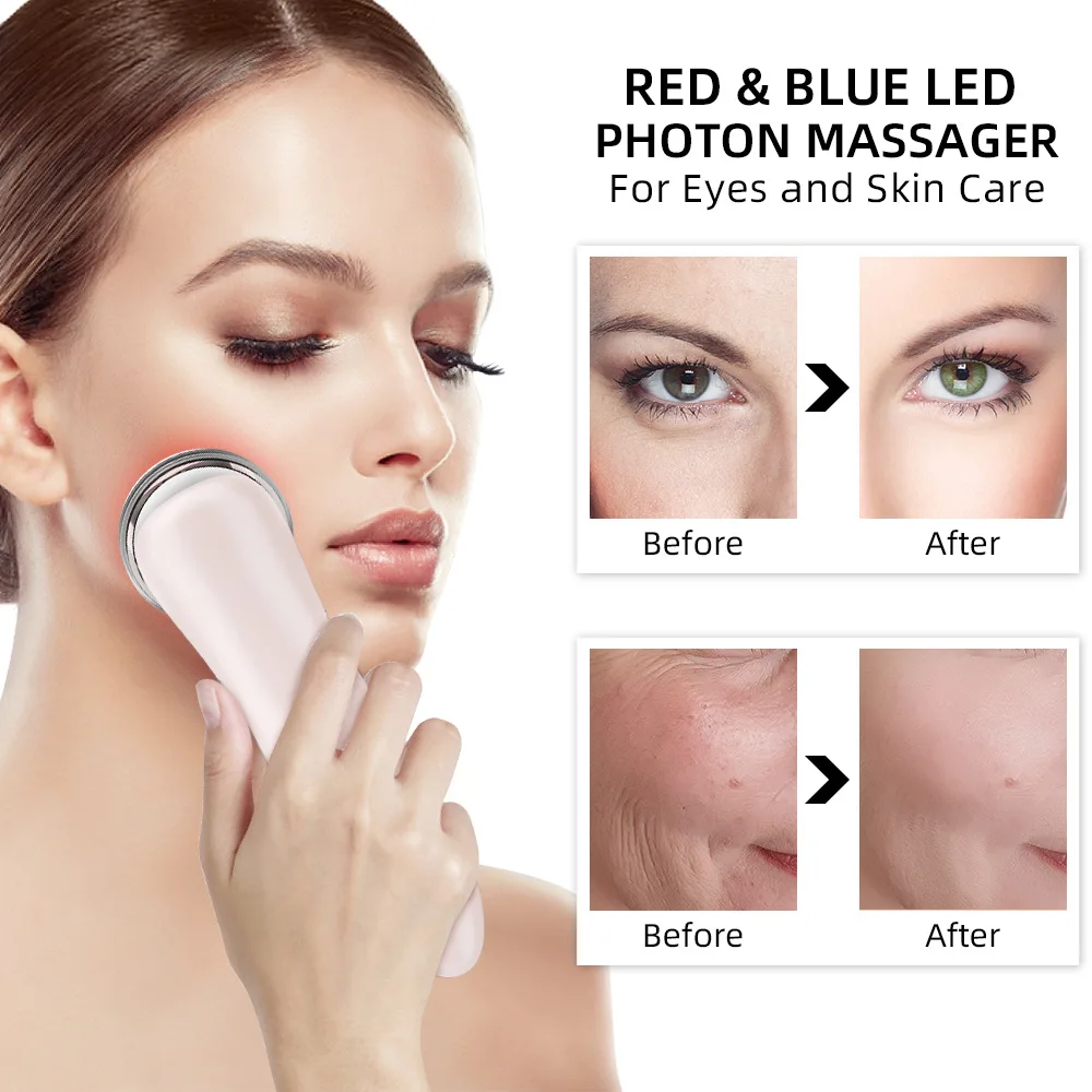 Massageador facial multifuncional 4 em 1, dispositivo de radiofrequência facial rf ems, instrumento de rejuvenescimento da pele com fóton de beleza sem fio