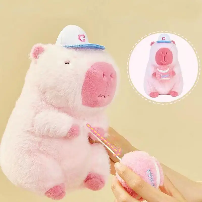 Capybara peluche carino Plushie Tennis capibara bambola peluche bambola giocattolo morbido cartone animato cuscino regalo divertente per bambini adulti