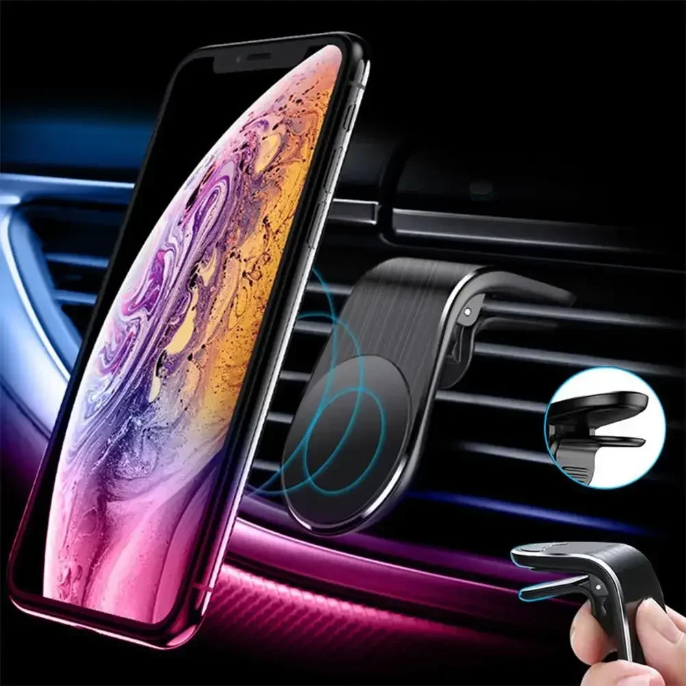 Metall Magnet Telefon Ständer GPS Halterung Air Vent Clip Für IPhone Pro Huawei Xiaomi Auto Magnetische L-Typ telefon Halter