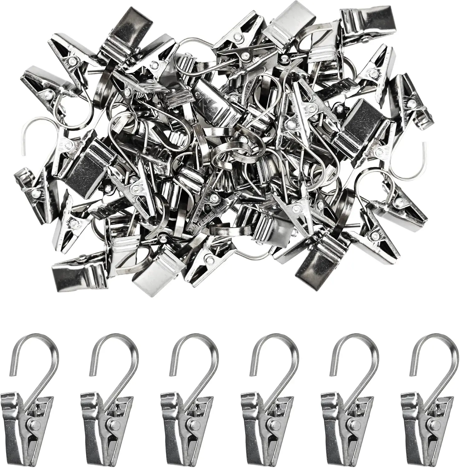 10-50PCS  Stainless Steel Curtain Hook Clips for Heavy-Duty Curtains and Shower Drapes Strong and Durable Clips for Window