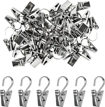 10-50PCS Stainless Steel Curtain Hook Clips for Heavy-Duty Curtains and Shower Drapes…