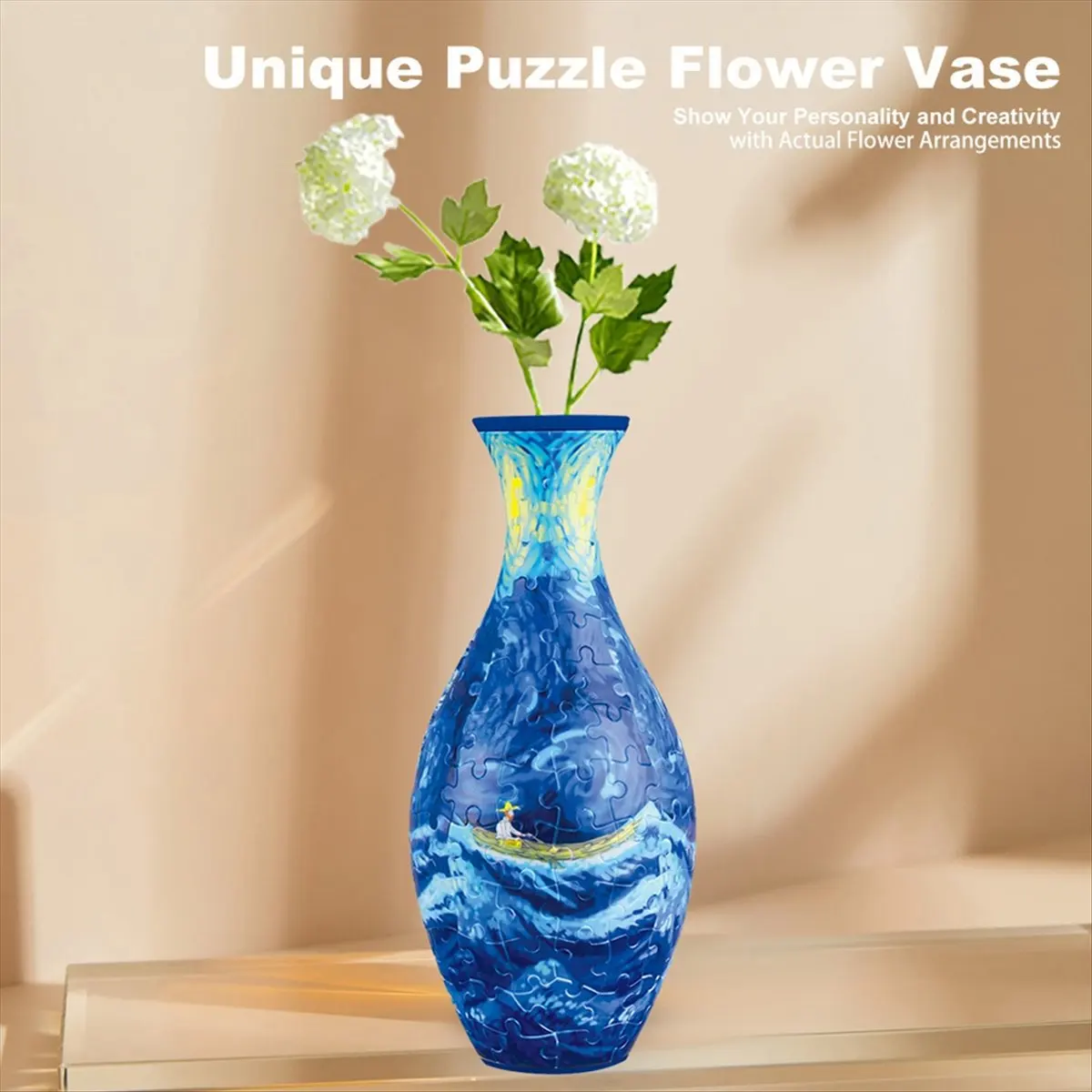 3D Jigsaw Vases DIY Living Room Decor Flower Arrangements Home Decor Gift Toys DIY Home Decor Flower Pots B-ABHG