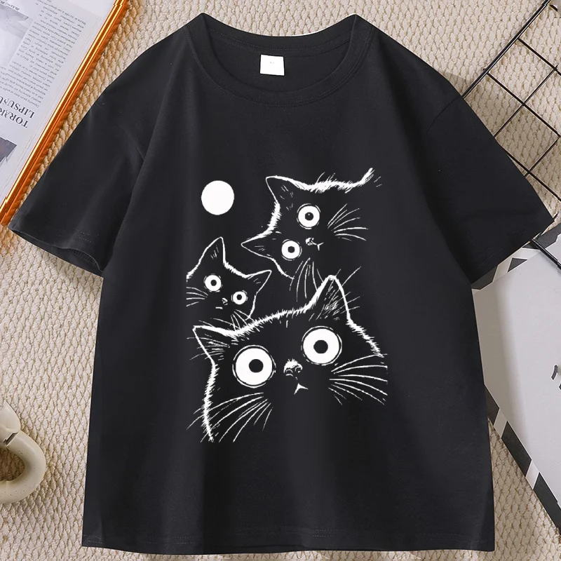 

Vintage Black Cat t Shirt Moon Witch Cat T-Shirt men women Gothic Halloween Tee Retro Spooky Aesthetic Top clothes