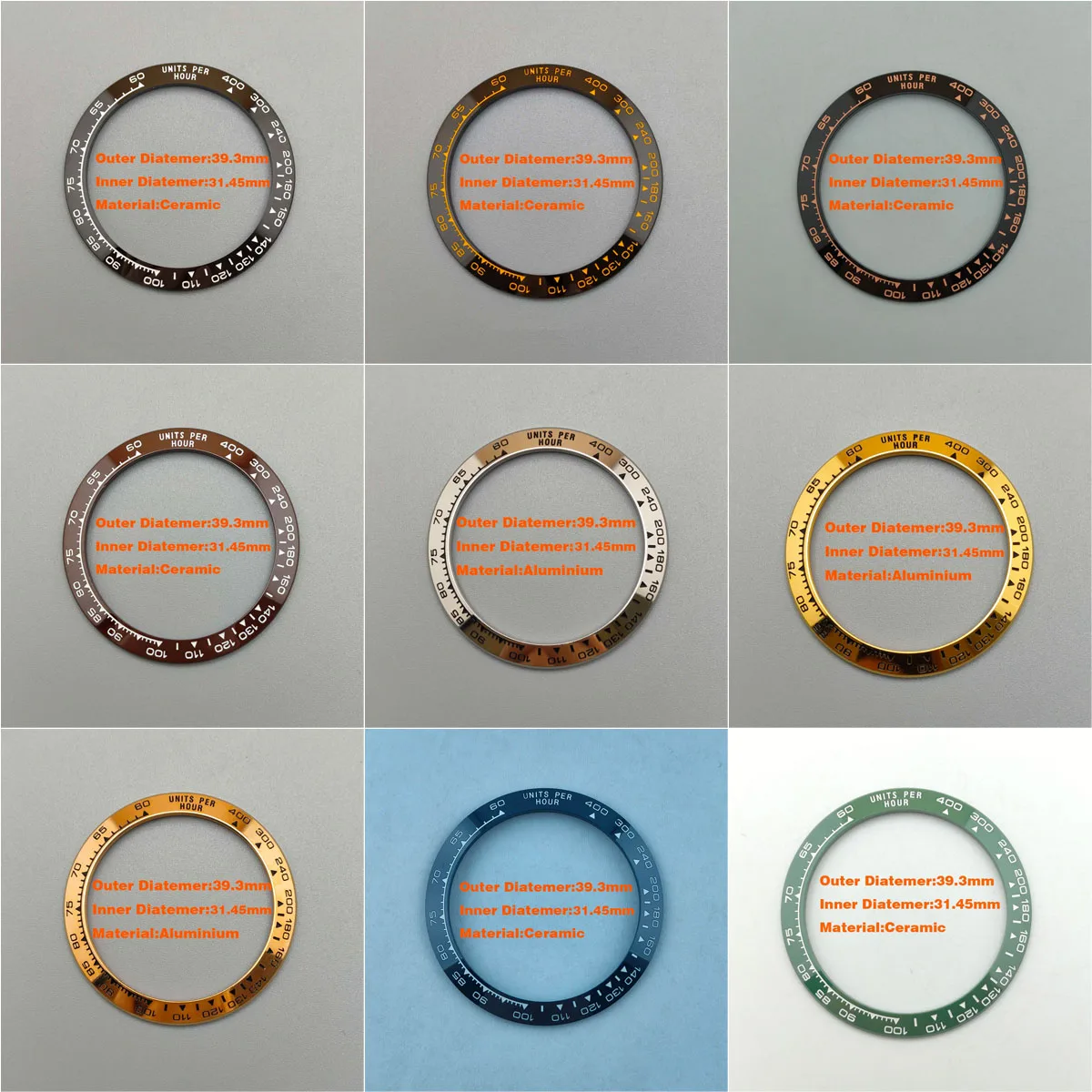 High quality ceramics/metal Bezel Outer Diameter 39.3mm  Insert Without Luminous VK63 Case Assembly Watch Accessories