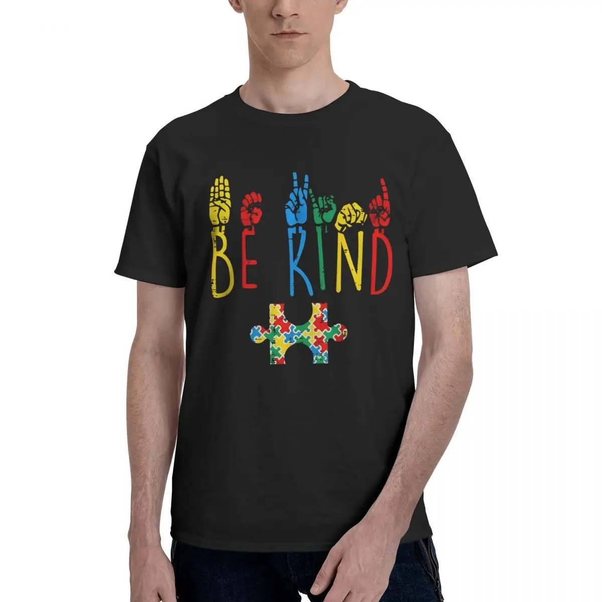 Colorful Be Kind Puzzle Banner Campaign T-shirts Activity competition Champion Novelty High quality Eur Size