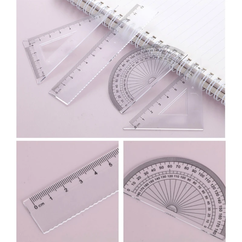 Students Math Drawing with Compasses Protractor for Triangle Ruler Mechanical Pencil Eraser Box Storaged for Math Cl