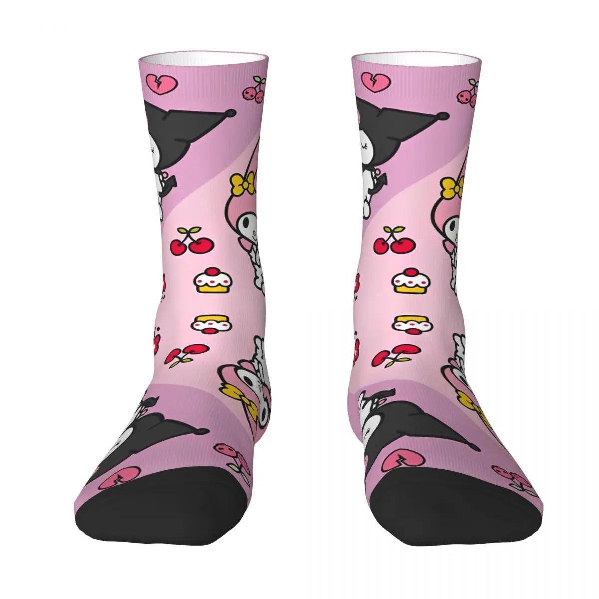 Sanrio Kuromi Cartoon Kawaii Socks Winter Stockings Fashion Women Men Medium Soft Socks Graphic Outdoor Sports Non Slip Socks