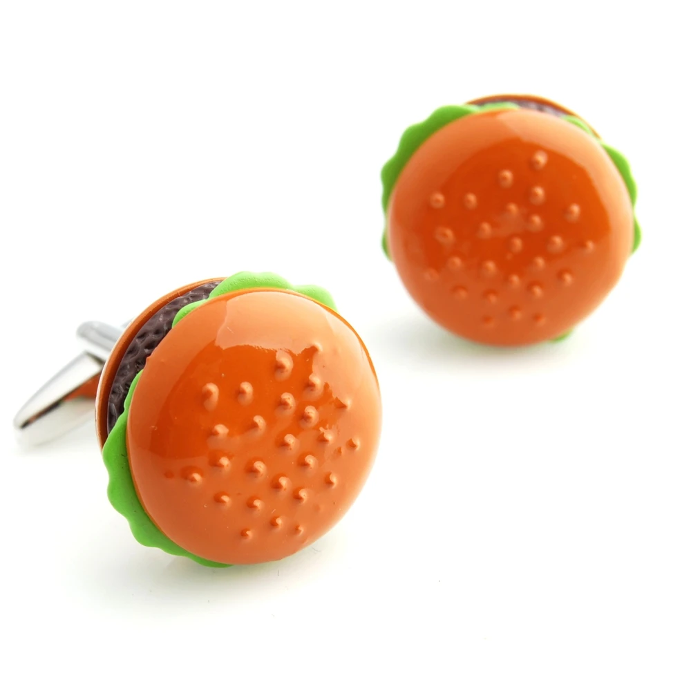 YHPQ-0027 Novelty Hamburger, Hot Dog, Cake, Biscuit Food Cufflinks - Factory Direct Wholesale