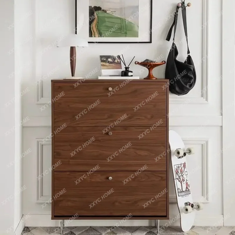 XXMedieval style tipping bucket shoe cabinet storage cabinet integrated against the wall large-capacity entrance cabinet