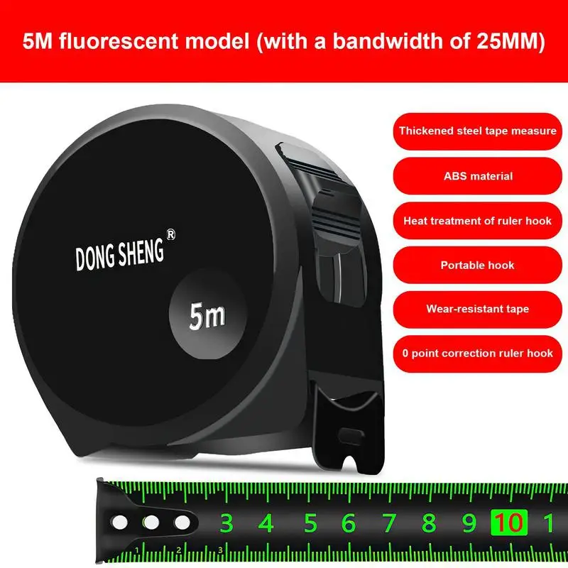 Fluorescent Steel Tape Measuring Tool High-Precision Laser Inkjet Code Box Ruler Measure Fluorescent Widened Meter Ruler