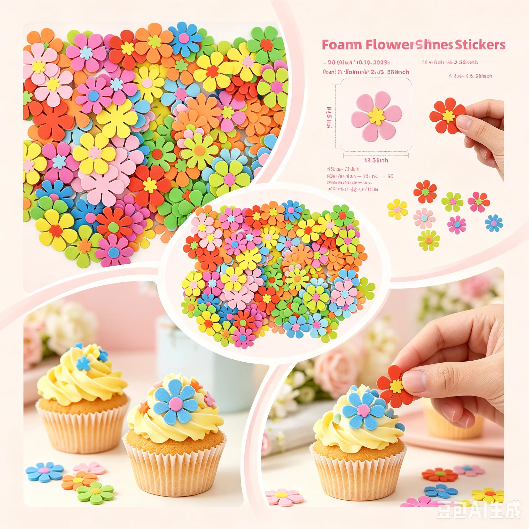Art Craft Flower - Adesivi a Forma di Fiore in