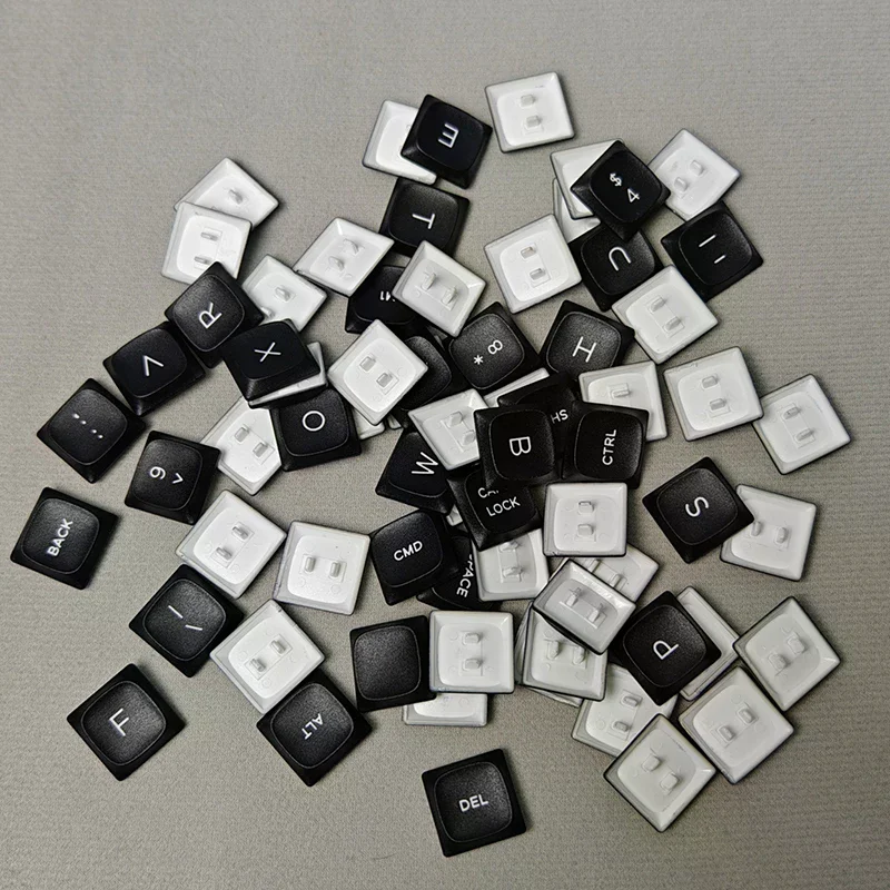 Chocfox CFX Low Profile 70Key PBT Keycaps, Black White Transparent for Kailh Choc V1 Mechanical Keyboard