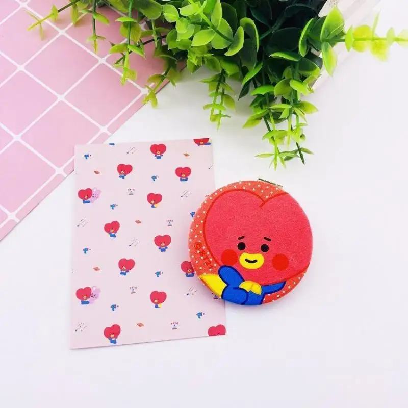 Kawaii Bt21 Folding Mirror Cute Cartoon Animal Mini Portable Mirror for Girls Daily Versatile Double-Sided Mirror Holiday Gift