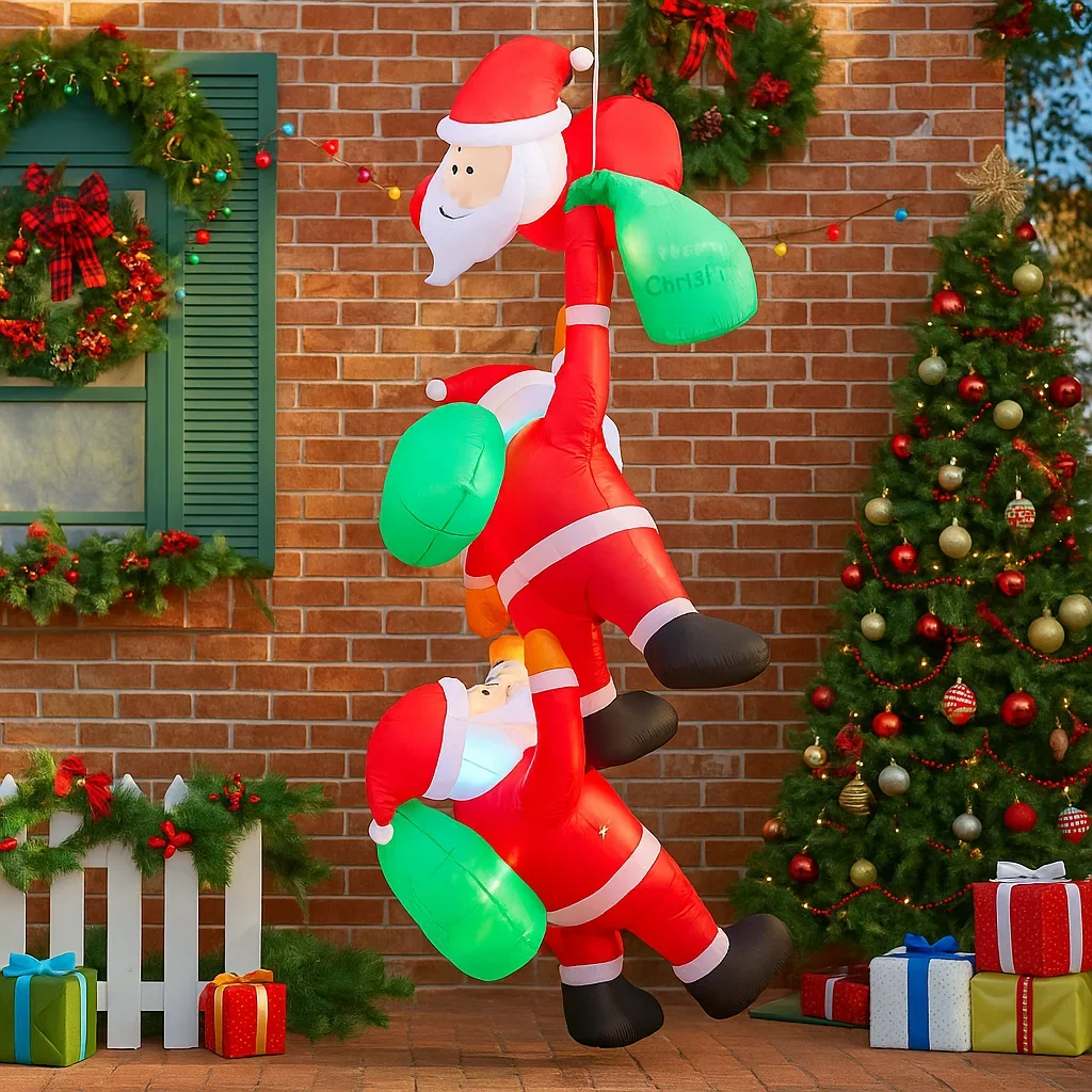2.4M/7.8FT Inflatable Santa Claus Climbing Light  Lights LED Home Decor Toys Yard Xmas Holiday Supplies Outdoor Prop Decor